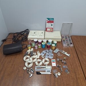 Vintage Lot Of Singer Sewing Machine Parts & Accessories Dressmaker Thread Etc